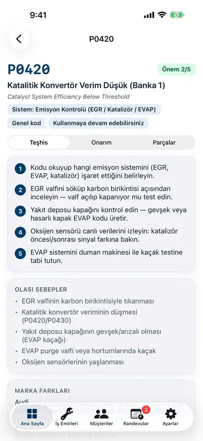OBD arıza kodu rehberi: kodun Türkçe açıklaması